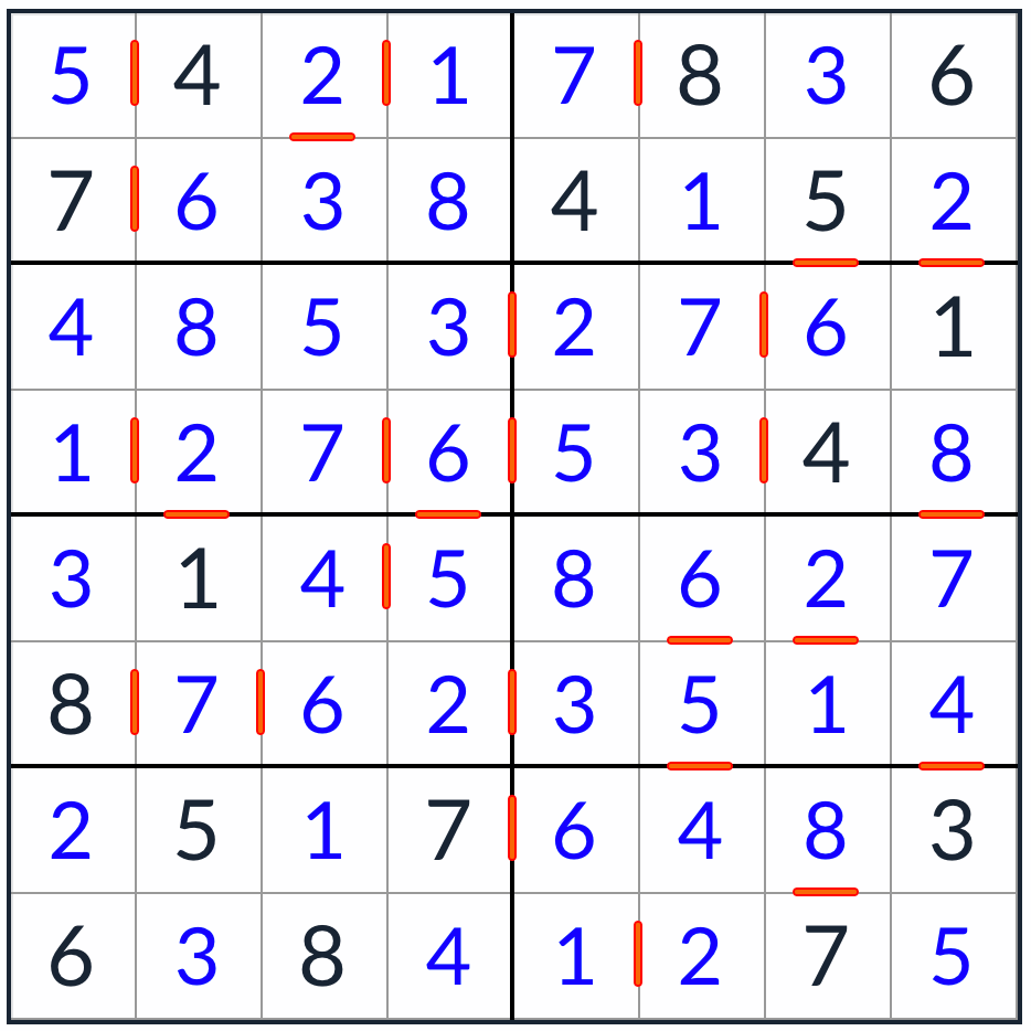 po sobě jdoucí sudoku 8x8 řešení