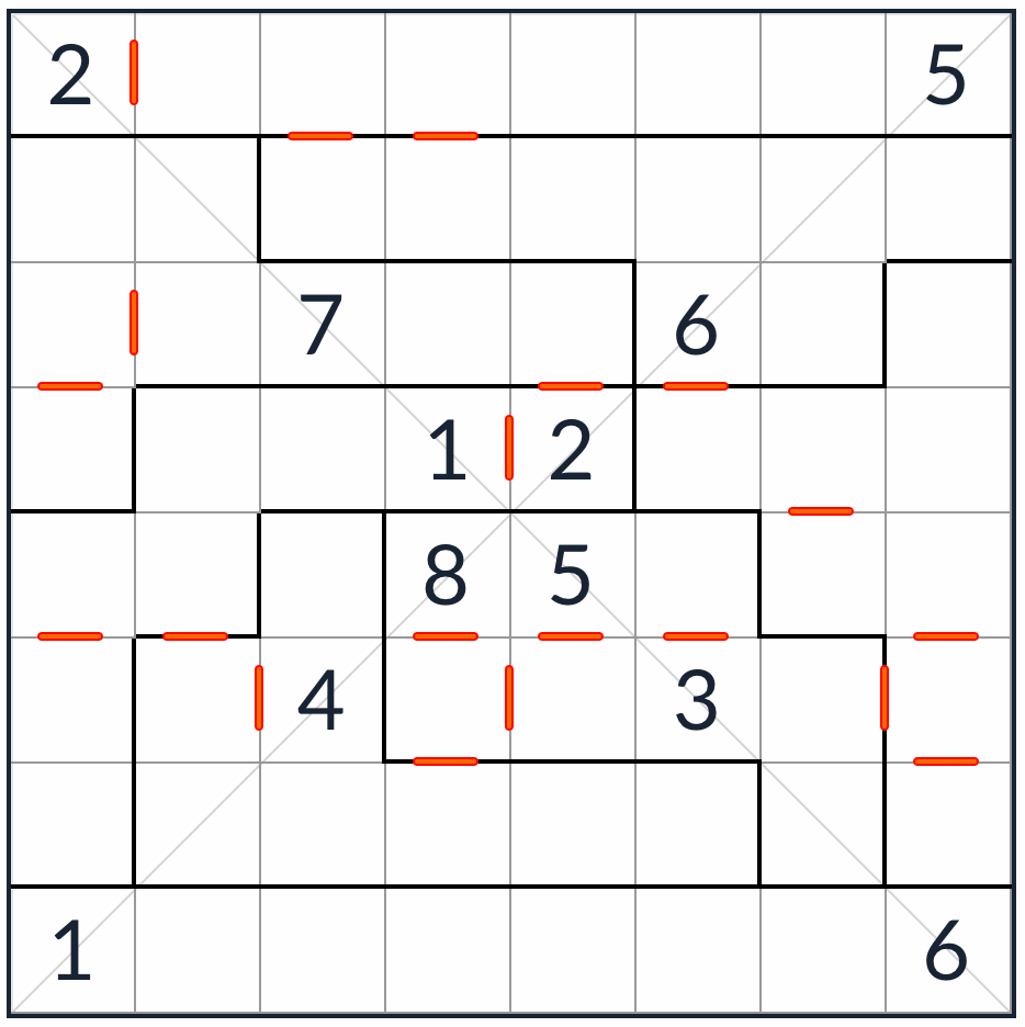 Nepravidelný diagonální po sobě jdoucí sudoku 8x8