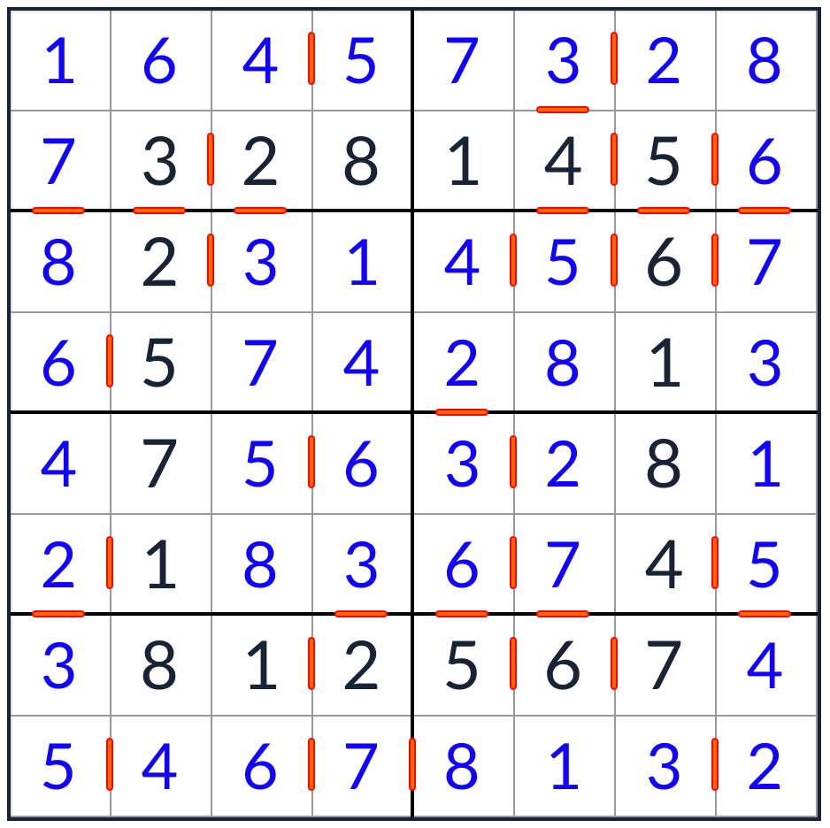 Anti-Knight po sobě jdoucí sudoku 8x8 řešení