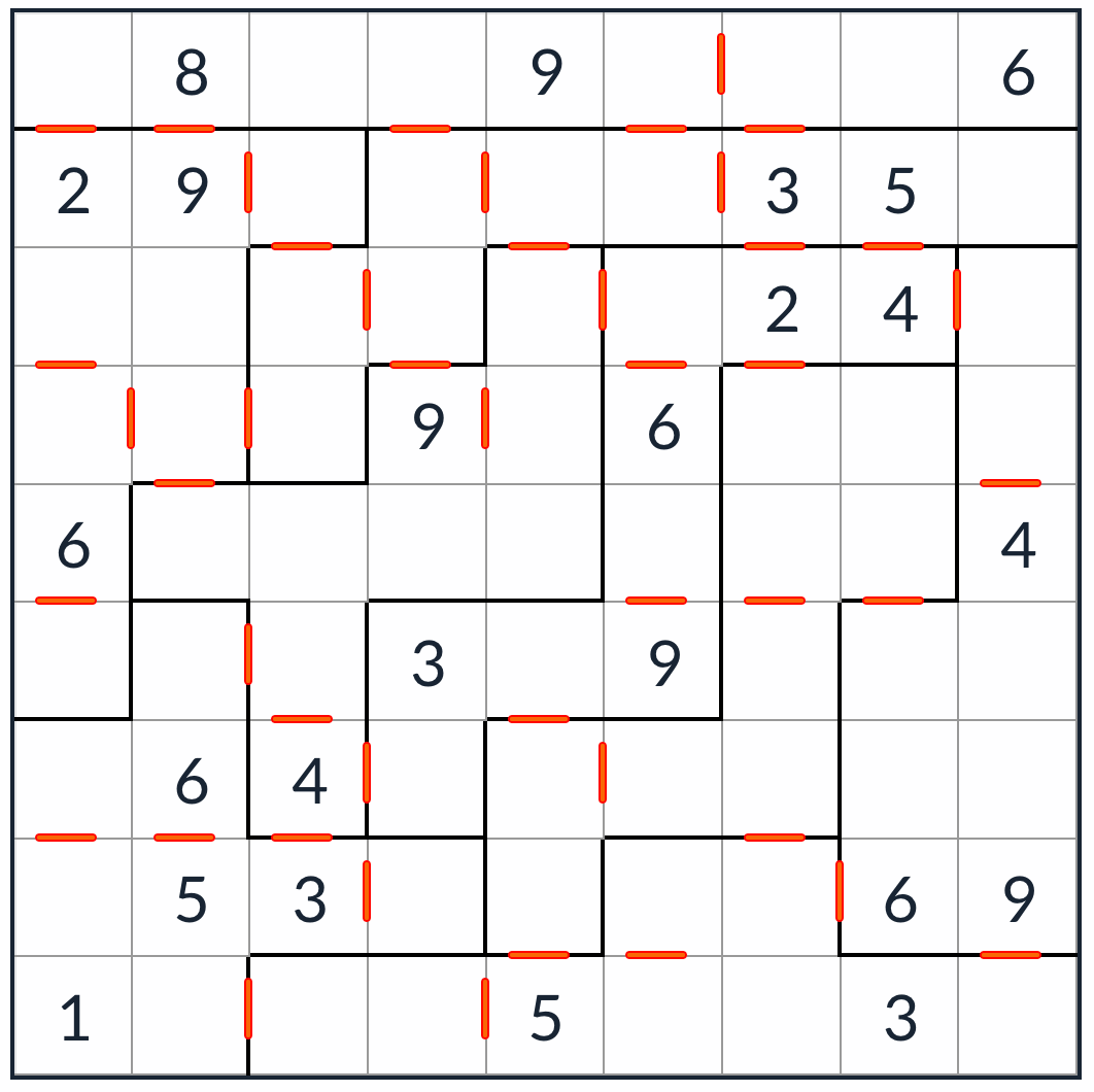 nepravidelný po sobě jdoucí sudoku puzzle