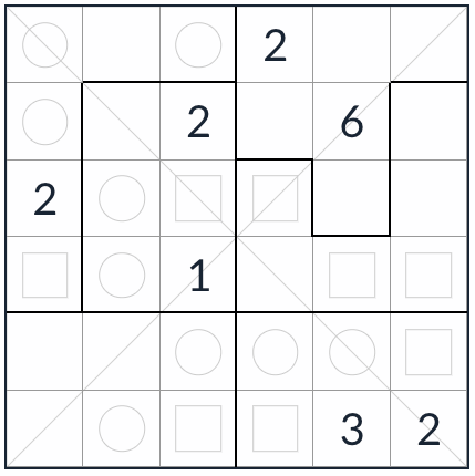 Nepravidelný diagonální sudoku sudoku 6x6