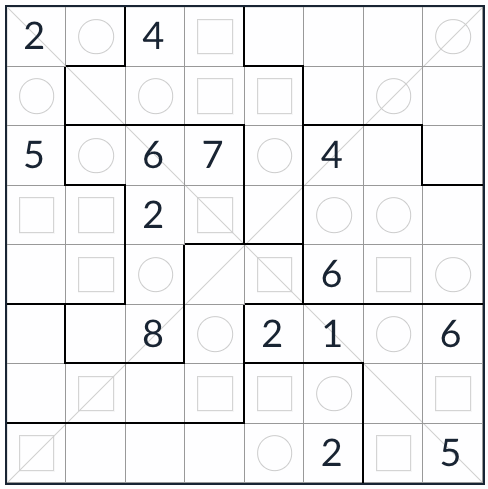 Nepravidelný diagonální sudokud sudoku 8x8