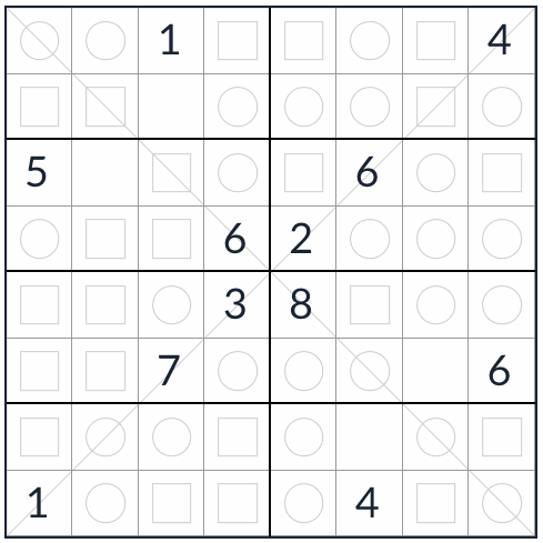 Diagonální sudokd sudoku 8x8