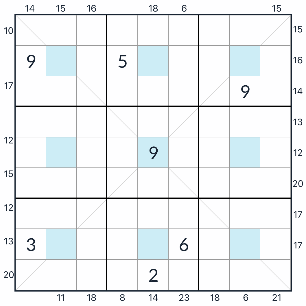 diagonální středová dot frame otázka sudoku