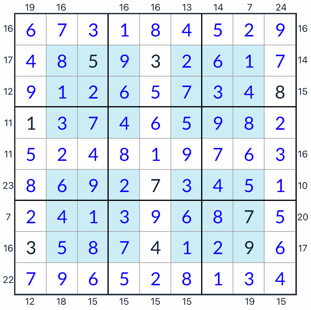 hyper frame sudoku řešení