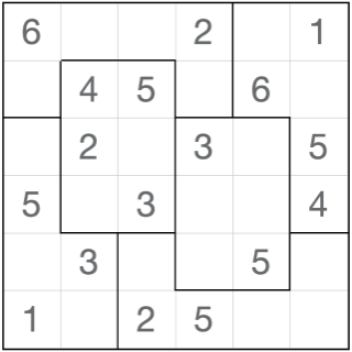 Skládačka sudoku 6x6