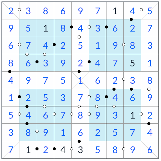 hyper diagonal kropki sudoku řešení
