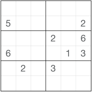 Nesouvislé sudoku 6x6