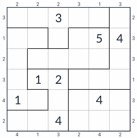 Nepravidelný mrakodrap sudoku 6x6