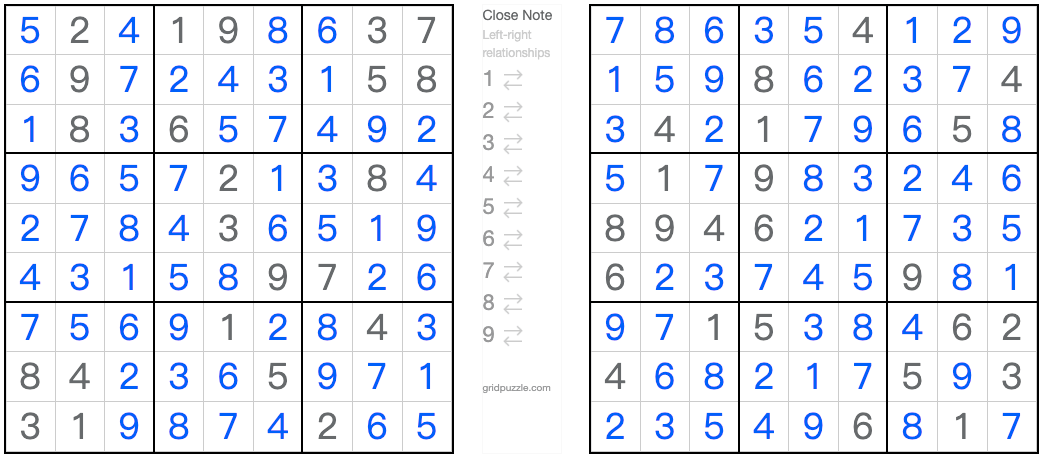 Twin odpovídající řešení Anti-King Sudoku
